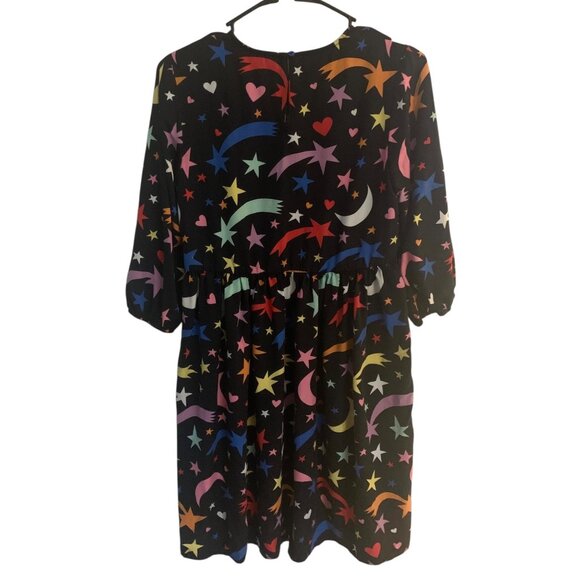 STELLA McCARTNEY Girl's Black Multicolor Shooting Stars Peplum Dress Size 14 - Picture 9 of 11